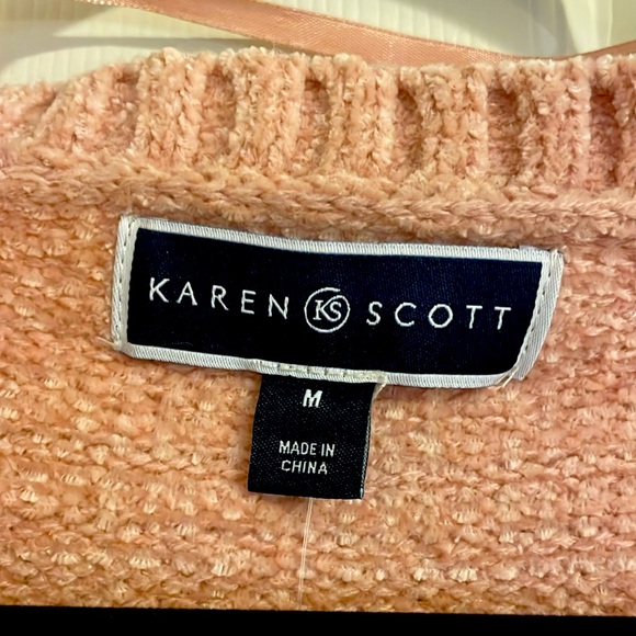 Karen Scott new v-neck pullover sweater! Soft and warm. Lovely blush color. SZ M - Picture 4 of 10